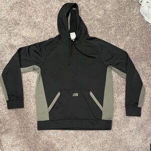 New Balance Black Gray Athletic Pullover Hoodie Medium